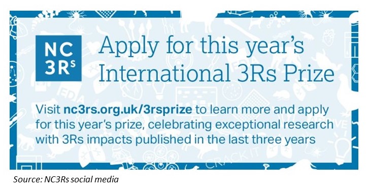 Apply now for the International 3R Prize by NC3Rs 